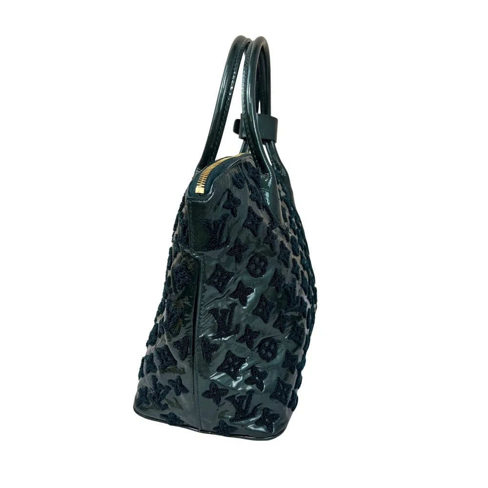 Louis Vuitton Lockit‎ MM Women Medium Green Excellent Monogram Tuile Patent Bag